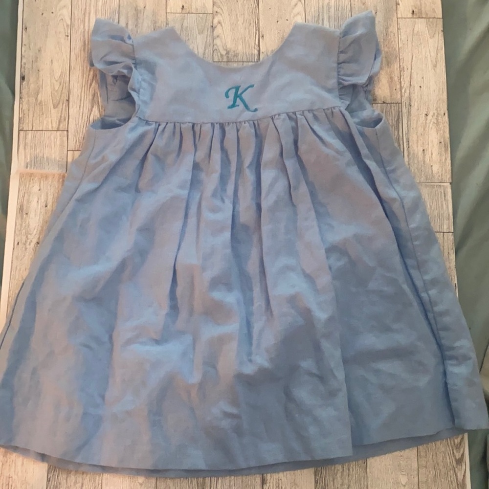 Girls blue linen summer dress. Size 18 mo